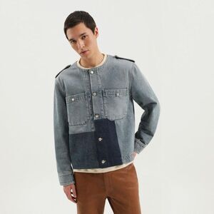 1989 STUDIO Men's Patchwork Denim Military Jacket Men LIGHT BLUE Outerwear